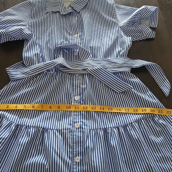 Flowy Blue & White Long Women's Casual Striped Dress M/L - Picture 7 of 8